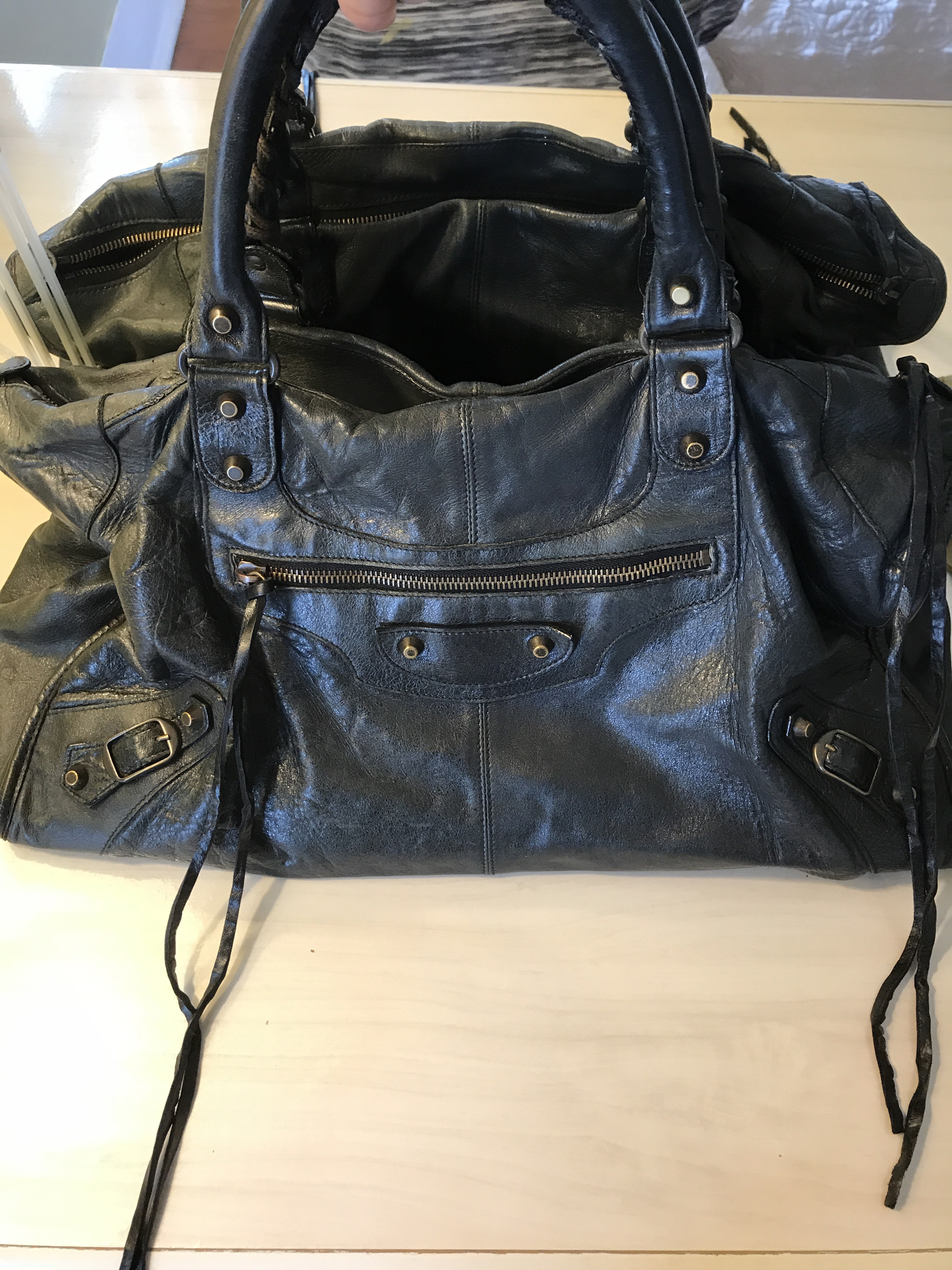 BALENCIAGA The Work Hand Bag Leather Black 132110 Used Japan  eBay